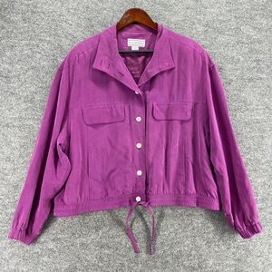 August  Max Jacket Women 10 Purple Button Up Collared Silk Lined Long Sleeve